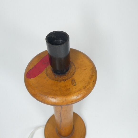 Wooden Spool Lamp Vintage Repurposed Bobbin Primitive 11" Tall - Picture 2 of 10
